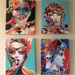 Modern Pop Art Canvas Wall Art – Set of 4 – $100 
