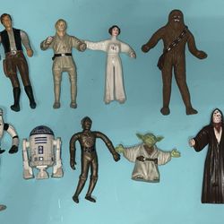 Vintage 1993-94 Star Wars Bend-em Figures Lot Of 9