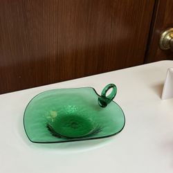 Vintage Emerald Green Glass Art Tray