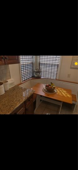 Kitchen table and bench
