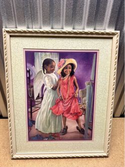 Framed Art Print Two Girls Dress Up