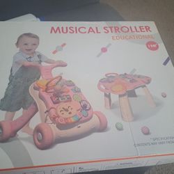 3 in 1 Baby Walker and Activity Center for Girl, Learning to Walk, Sit to Stand, Early Educational Push Toys with Music Panel for Infant Toddler 12+ M