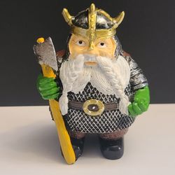 VIKING Statue Resin Outdood Decor With Axe & Helmet / Garden Decoration 
