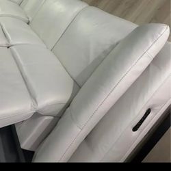 SECTIONAL GENUINE LEATHER RECLINER ELECTRIC WHITE COLOR.. DELIVERY SERVICE AVAILABLE 🚚💥🚚