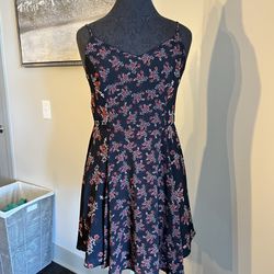 Alya Black Floral Print Dress - Size Medium