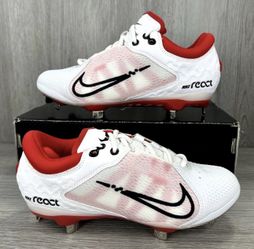 Nike Hyperdiamond 4 Elite White University Red CZ5917-105 Softball Cleats Size 8 Size 9.5