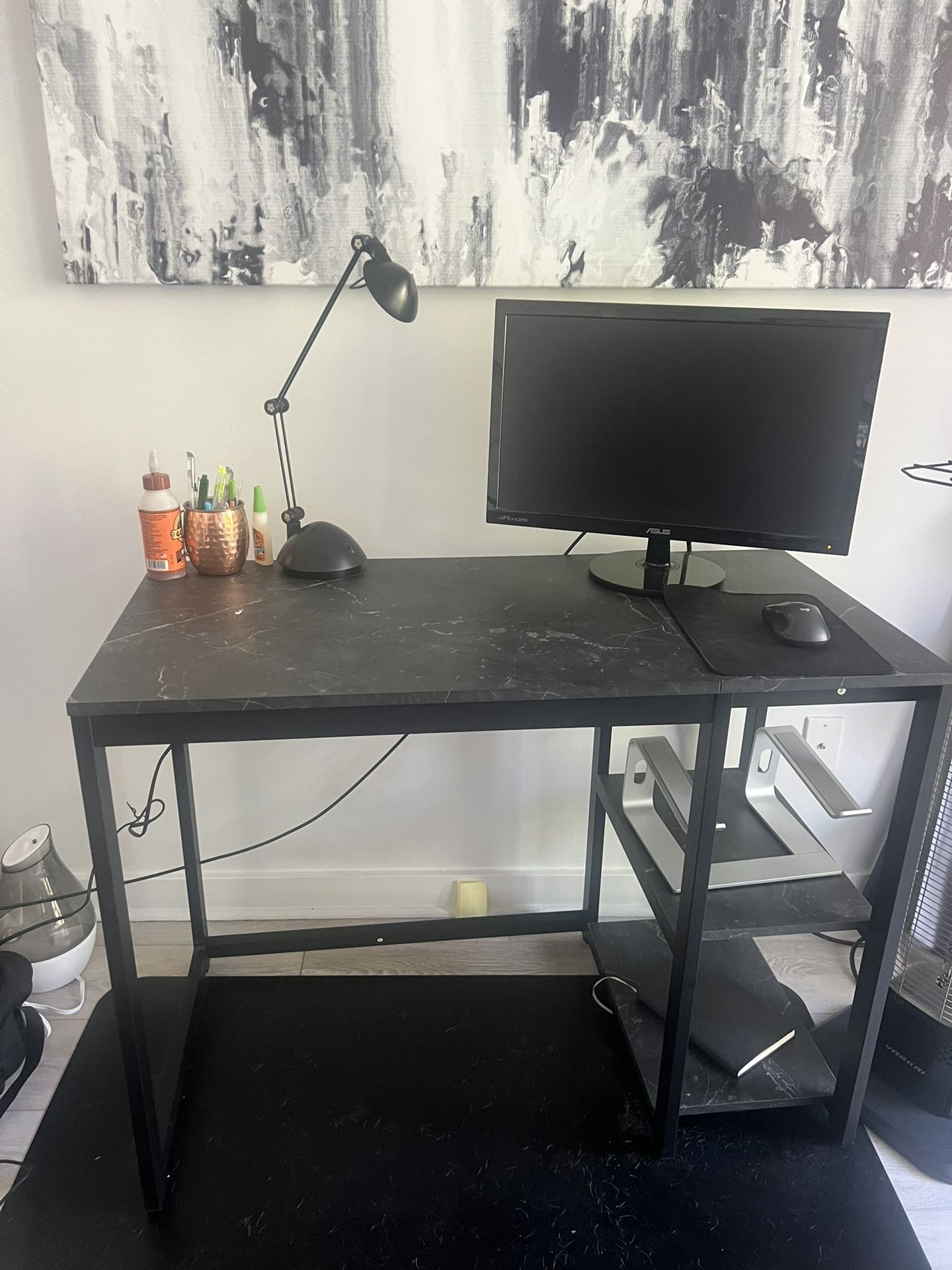 Black Marble Computer Desk