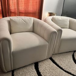 30" W Super Soft Oversize Velvet Swivel Barrel Chair (Set of 2)