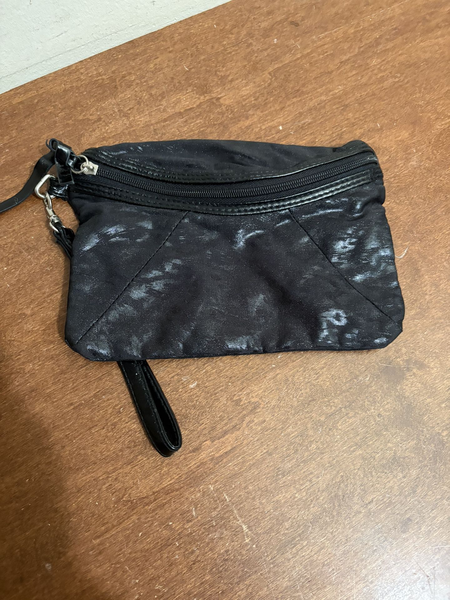 Black Wristlet Clutch with leopard print black on black