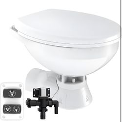 Brand New 12V Quiet Flush Electric Marine Toilet, Soft Close