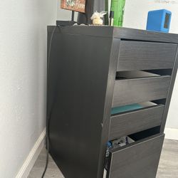 Mini Black Night Stand With Drawers 