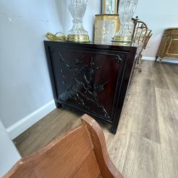 End/side table with gorgeous carving and unique hardware 