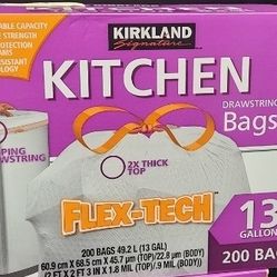 KIRKLAND KITCHEN 13 GALLON DRAWSTRING BAGS