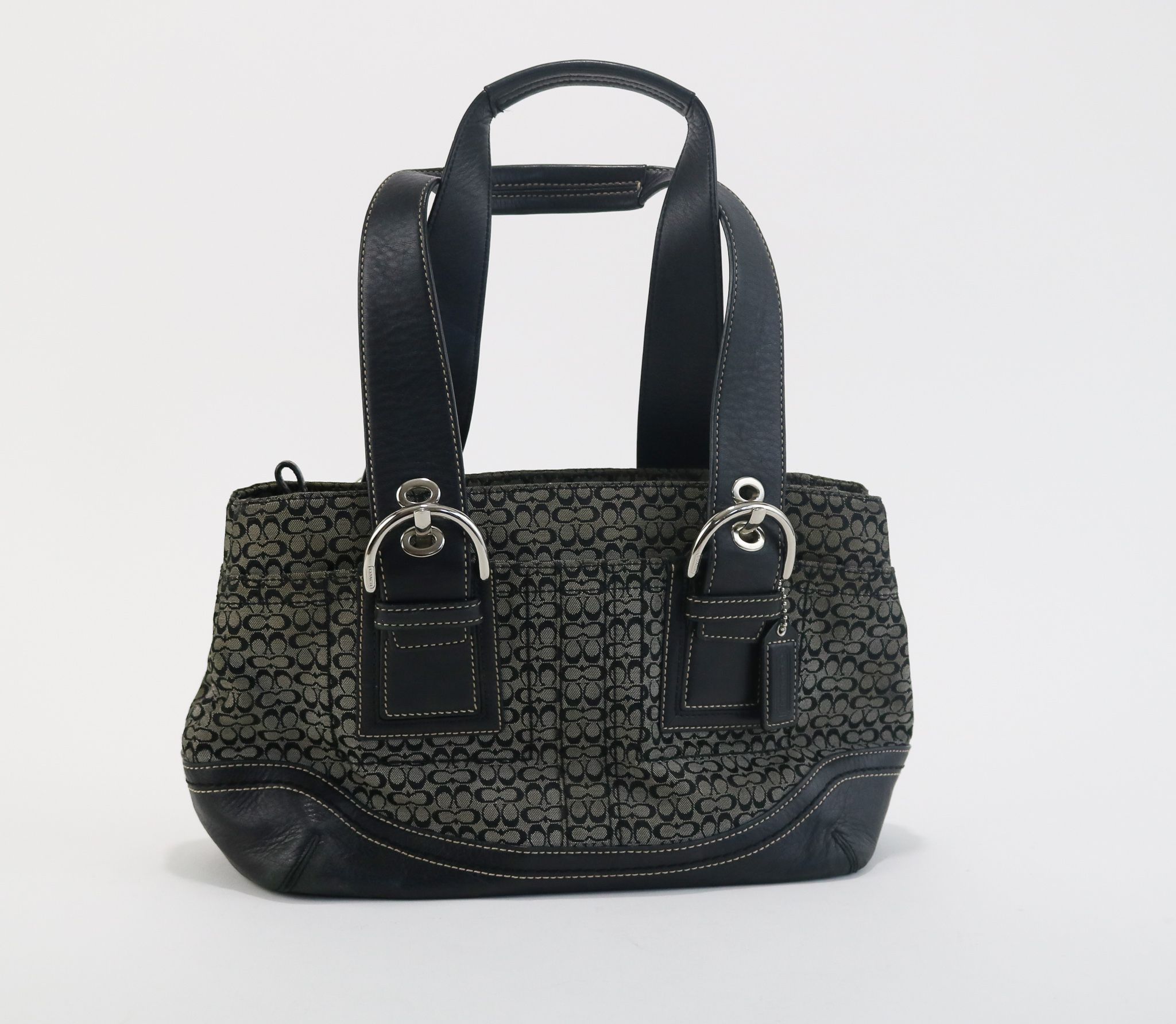 Coach F10927 Jacquard Canvas Leather Mini Signature Shoulder Bag Handbag Purse