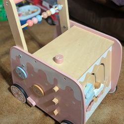Wooden Ice Cream Parlor Baby Walker And Activities. Push Height 20in Good Condition 