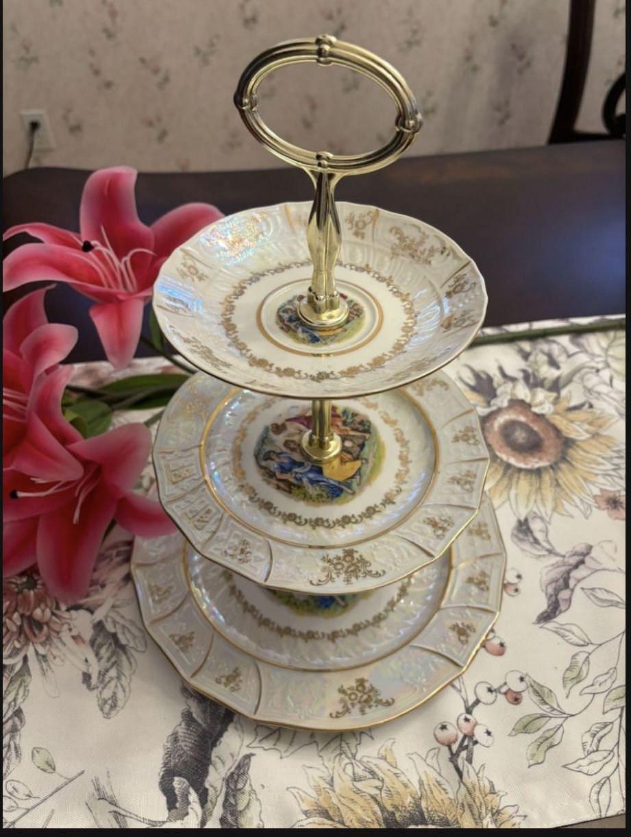 Antique Three-tier Serving Plate