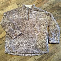 Altar’d State Women’s Brown And Cream Sherpa 1/4 Zip Size M