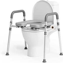 New in box Toilet Seat Riser with Handles,Raised Toilet Seat for Seniors with Adjustable Height & Width, 400 lb Capacity Handicap Elevated Toilet Seat