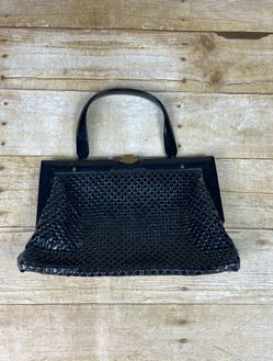 Vintage Whiting & Davis Black Metal Mesh Handbag Made in USA Evening Bag 1950s