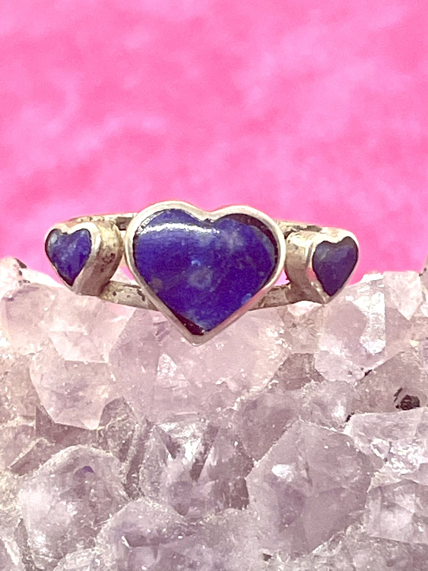 Sterling Lapis Heart Ring