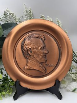 Norman Rockwell “Lincoln” Pure Copper Plate – 1976 – 16 oz solid Copper – Sculpted by Roger Brown 