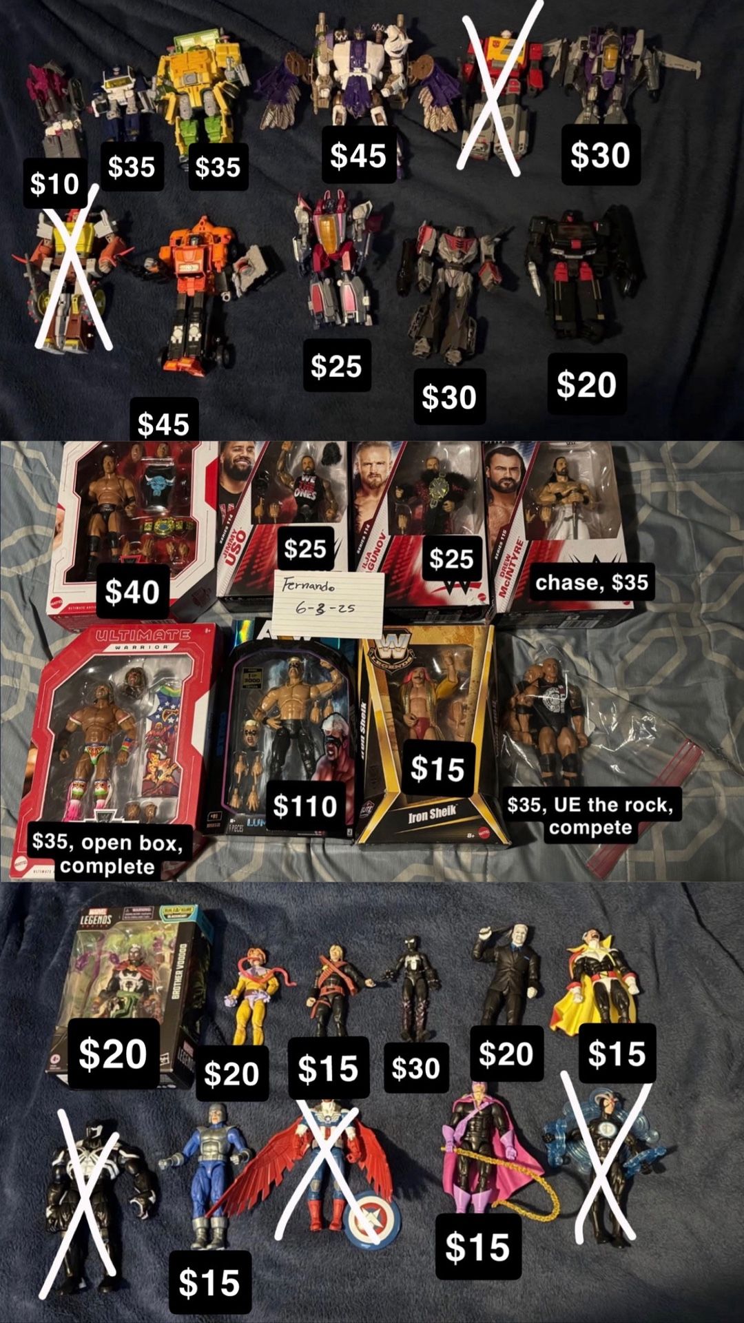 HUGE ACTION FIGURE TOY LOT (TRANSFORMERS, MARVEL LEGENDS, WWE)