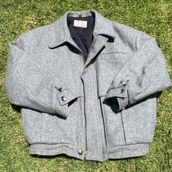 70's/80s vintage The Fox Collection Gray Wool ~Bomber Jacket Made in USA. Size Medium 