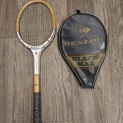 Vintage Slazenger (Windsor) Wooden Tennis Racket With Dunlop Black Max Case