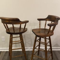 vintage revolving wooden chairs 