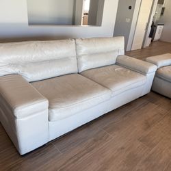 White Leather Couches 