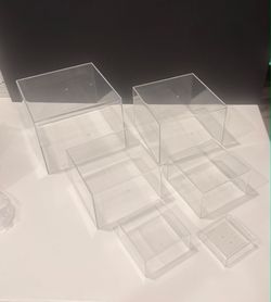 6 clear acrylic boxes