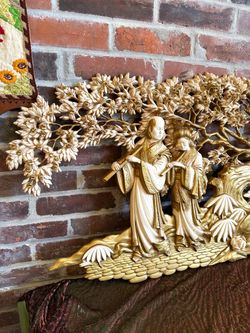 Vintage 1973 Japanese Burwood Wall Plaque Large Bonsai MCM