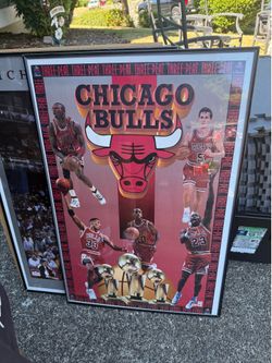 Vintage Framed Michael Jordan and Chicago Bulls Posters