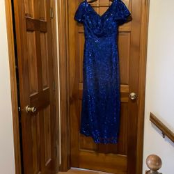 Formal Blue Gown with Sequins 