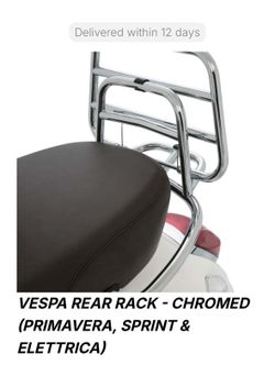 Used PIAGGIO VESPA PRIMAVERA REAR FOLDABLE LUGGAGE RACK Chrome. Some Scratches
