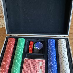 Poker Chips & Cards in metal carrying case