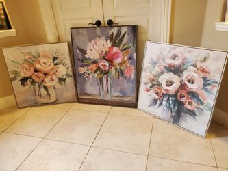 🌸 Beautiful Floral Wall Art Set of 3. Ready to Brighten Any Space! 🌸