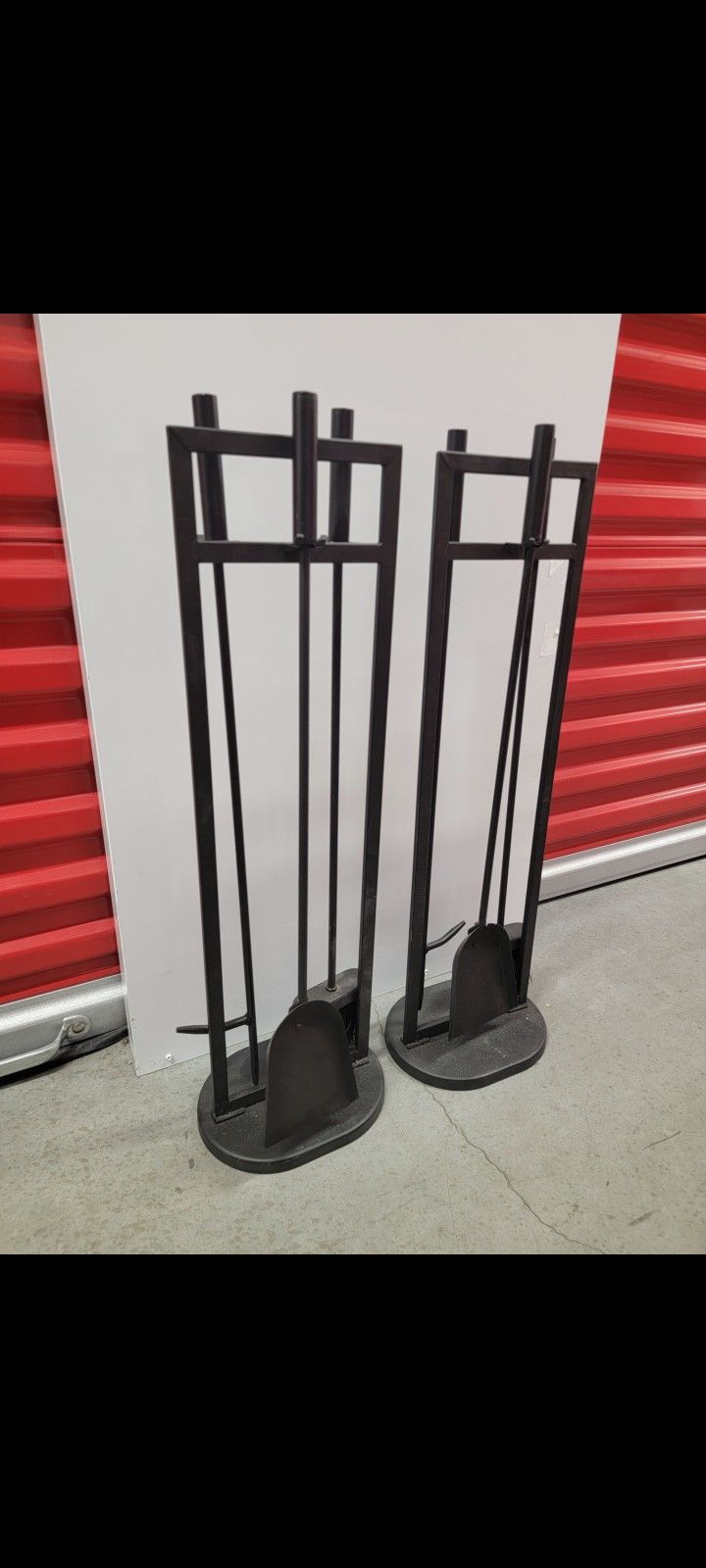 Lot of (2) 3pc Fireplace Tool Sets, All Black