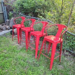 4 Barstool Chairs / Sillas Para Barra De Metal