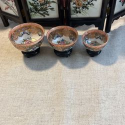 Vintage Chinese Bowls On Stands