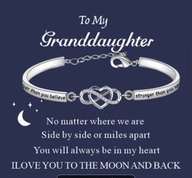 New! Granddaughter infinity heart bracelet with inspirational message