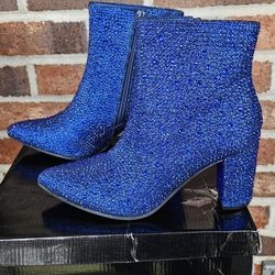 Blue Rhinestone Booties 