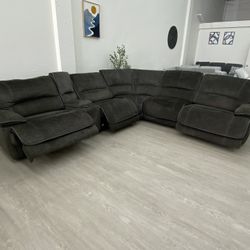 Redding 6-piece Fabric Power Reclining Sectional w Power Headrest