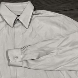 Y2K Boys Hidden Button Down Collared Dress Shirt Gray-Blue 14/16 Michael James 