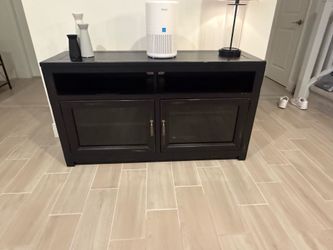 Rustic Black Entertainment Center / TV Stand with Glass Doors - $225 OBO