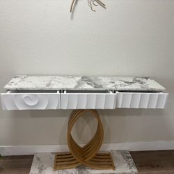 Marble Top Console Table with Gold Base