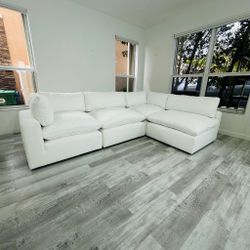 Sectional Modular Cloud Couch White 4 Seater - GRANT City Furniture - FREE DELIVERY