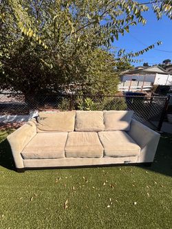 3-Seat Beige Fabric Sofa