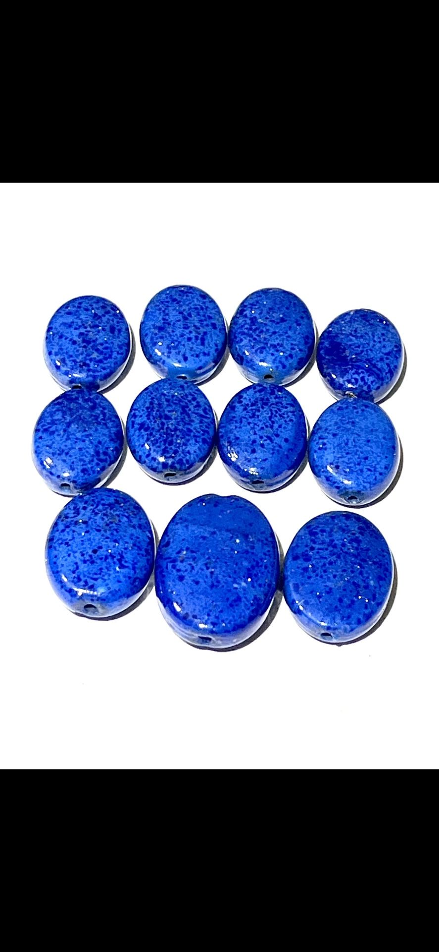 Lot Of 12 Lapis Glass Oval Beads