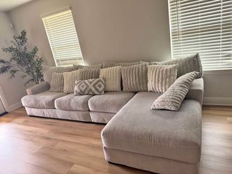 Large Gray Sectional Sofa with Chaise
